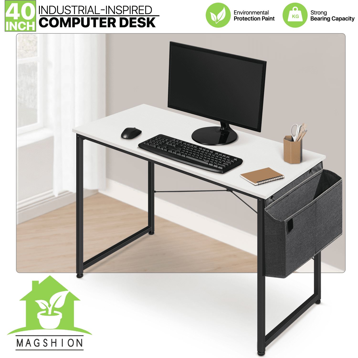 Magshion Computer Desk 40 Inches with Storage Bag, Student Laptop ...