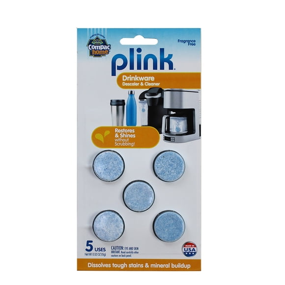 Compac Home Plink Drinkware Descaler dissolve tough set-in stains caused by coffee, tea, wine and other beverages, 5pk