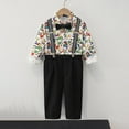 thumbnail image 2 of bbymog Toddler Baby Boy Clothes 1-12 Boy Gentleman Suit Long Sleeve Shirt +Suspender Pants +Bowtie Toddler Dress Fall Boy Outfit Black G 6 Years, 2 of 7