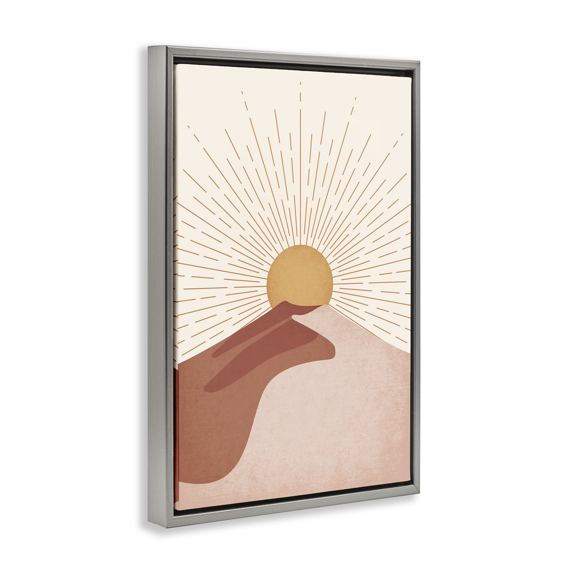 Stupell Industries Sand Dune & Sun Rays Landscape & Nature Painting Gray Floater Framed Canvas Art Print Wall Art, 21 x 31