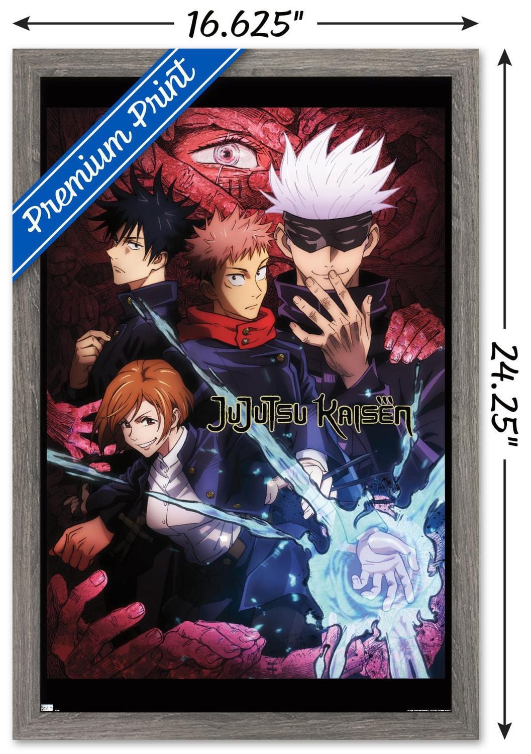 Jujutsu Kaisen - One Sheet English Wall Poster with Push Pins, 22.375" x 34"