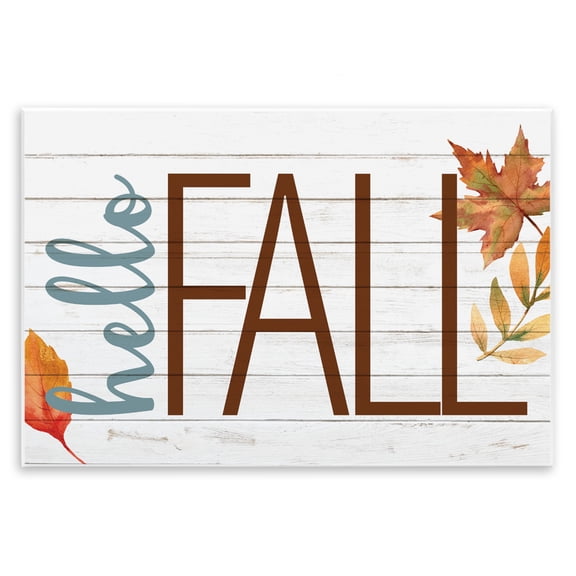 Stupell Industries Cottage Hello Fall Planked Look Autumn Foliage Wall Plaque Art, 15 x 10, by Kim Allen