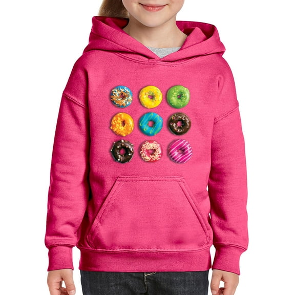 IWPF - Big Girls Hoodies and Sweatshirts - Love Food Donuts Doughnuts
