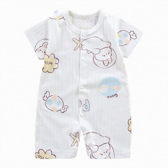 kpoplk Toddler Baby Boy Girls Romper Farm Clothes Western Farm Animals Chicken/Cow Print Pure Cotton Newborn Jumpsuit Size 12-18 Months,Beige