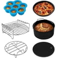 thumbnail image 1 of Jinsinto 6pcs 7''Square Air Fryer Accessories Baking Tray Basket Rack Chip Pizza Pan, 1 of 5