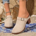 thumbnail image 5 of RKSTN Dress Sandals for Women Solid Color Spring Summer Outdoor Daily Wear Closed Toe Thick Sole High Heel Slides, 5 of 7