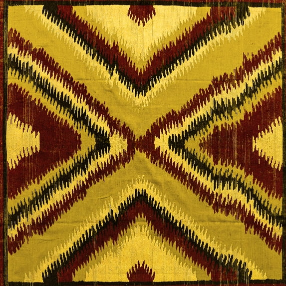 Ahgly Company Indoor Square Abstract Yellow Modern Area Rugs, 5' Square