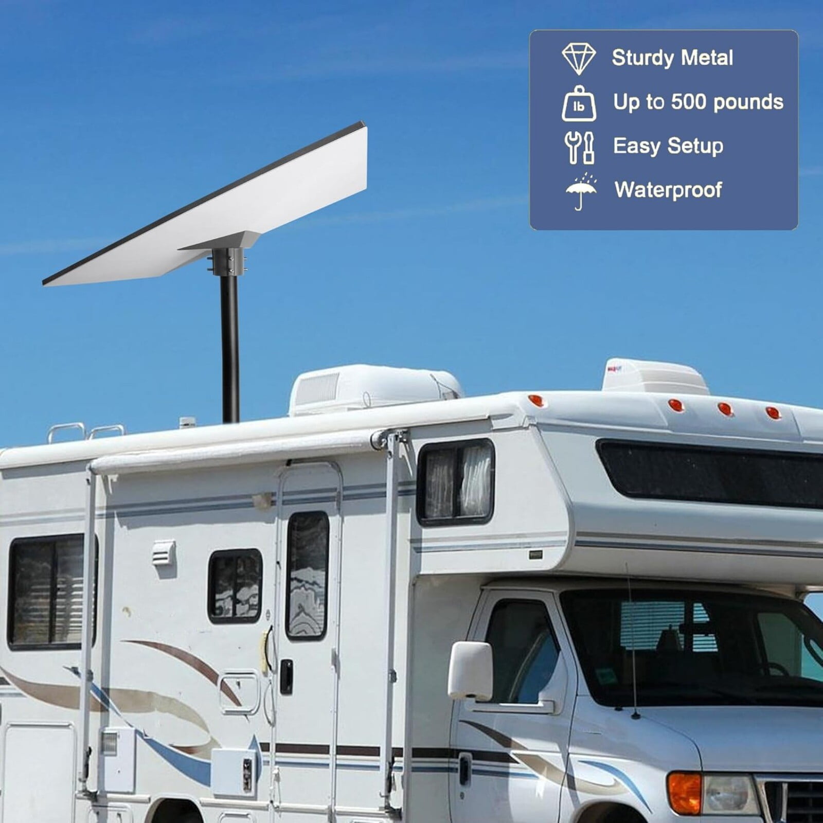 Starlink Gen 3 Mount for Roof, RV & Wall – Heavy-Duty Pipe Adapter Bracket with Cable Clips, Anti-Rust Durable Starlink Gen3 Mounting Kit for Outdoor & Mobile Installation