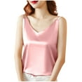thumbnail image 3 of Women's Silk Satin Camisole V Neck Tank Top Cami Silky Basic Tank Shirt Blouses Dressy Work Office Blouse, 3 of 5
