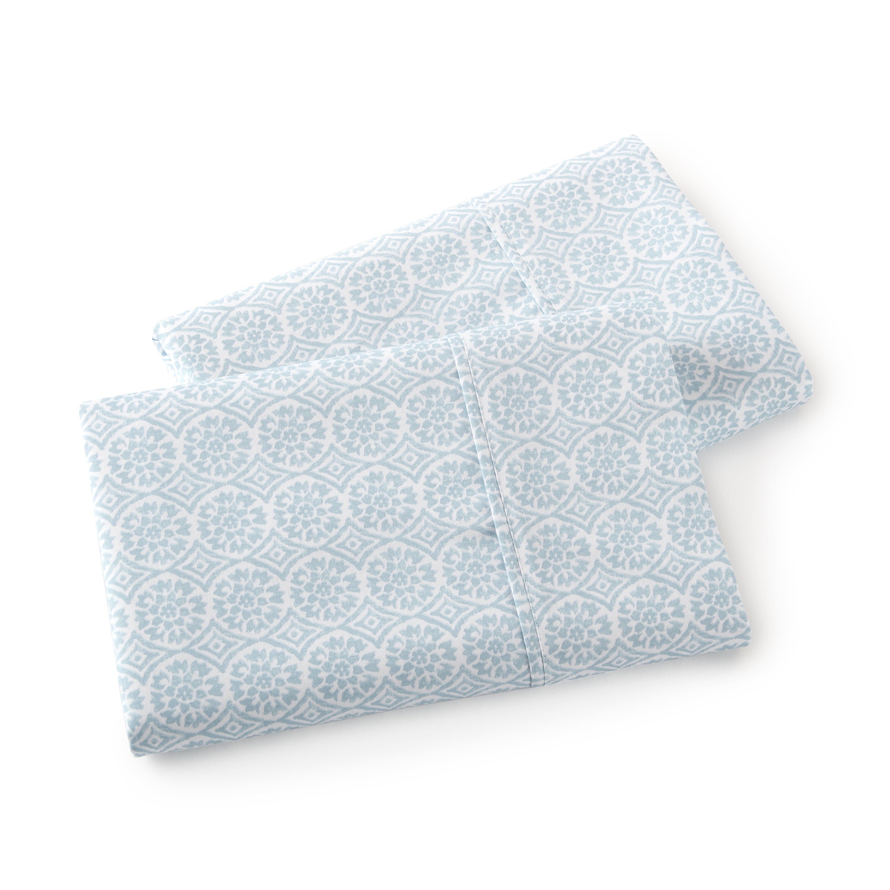 Better Homes & Gardens 2-Piece 300 Thread Count Cotton Sateen Pillowcase Set, Suzani Blue Water, Queen