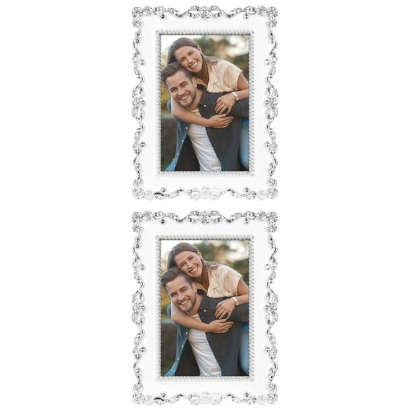 Unique Bargains Picture Frame Luxury Photo Frames Silver 4x6 Silver -2Pcs 4x6