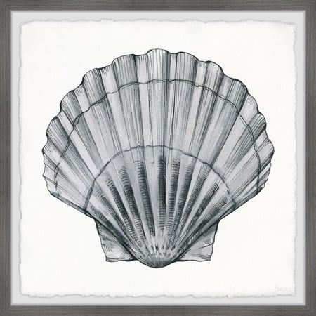 Glam Gray Shell Painting Print - Modern Wall Art Decor for Home Living Room Bedroom