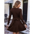 thumbnail image 3 of Weardear Kint Dress for Women 2025 Casual Long Sleeve Ribbed Flowy Crewneck Dress with Tie Waist, 3 of 5