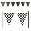 Club Pack of 12 Black and White Checkered Pennant Banner Hanging Decorations 12'