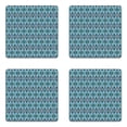 thumbnail image 1 of Boho Coaster Set of 4, Azulejo Style Floral Tile Like Repetitive Ornaments, Square Hardboard Gloss Coasters, Standard Size, Sky Blue Multicolor, by Ambesonne, 1 of 2