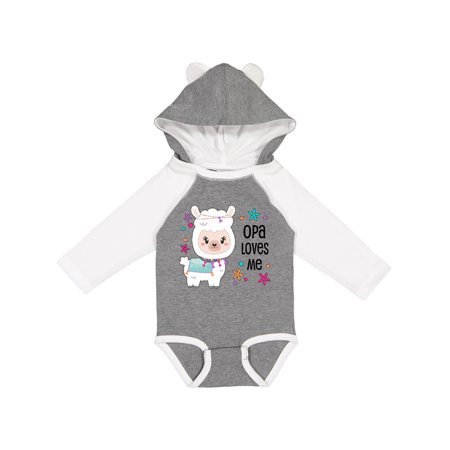 

Inktastic Opa Loves Me- cute and happy llama Gift Baby Boy or Baby Girl Long Sleeve Bodysuit