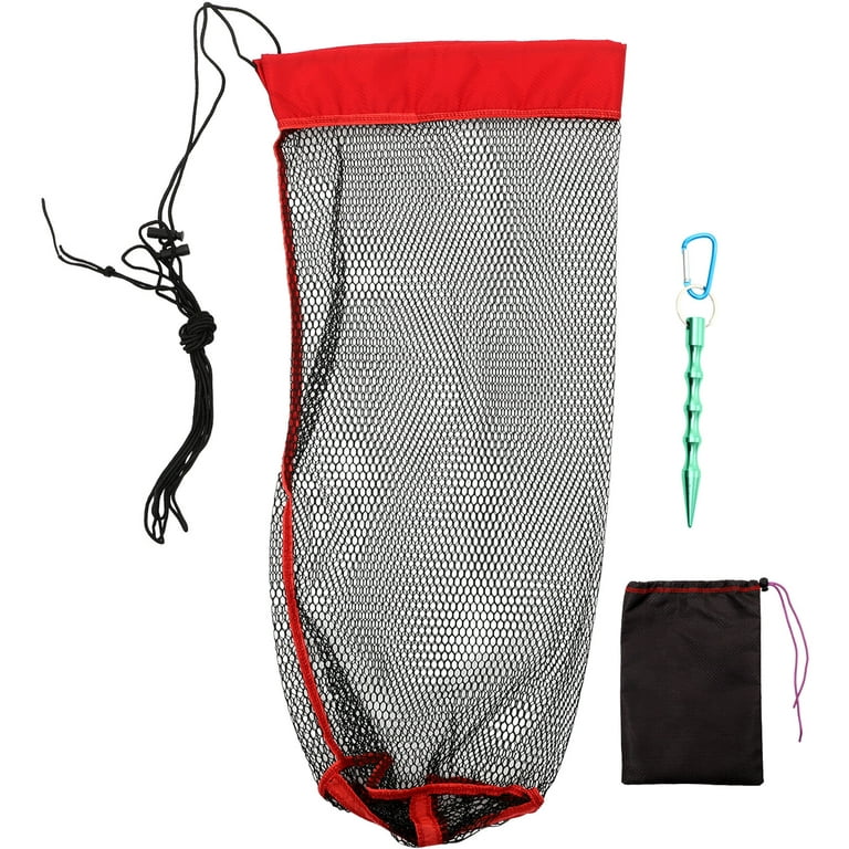 1 Set Diving Fishing Net Bag Outdoor Drawstring Fish Net Portable Fishing  Holder with Ground Insert 