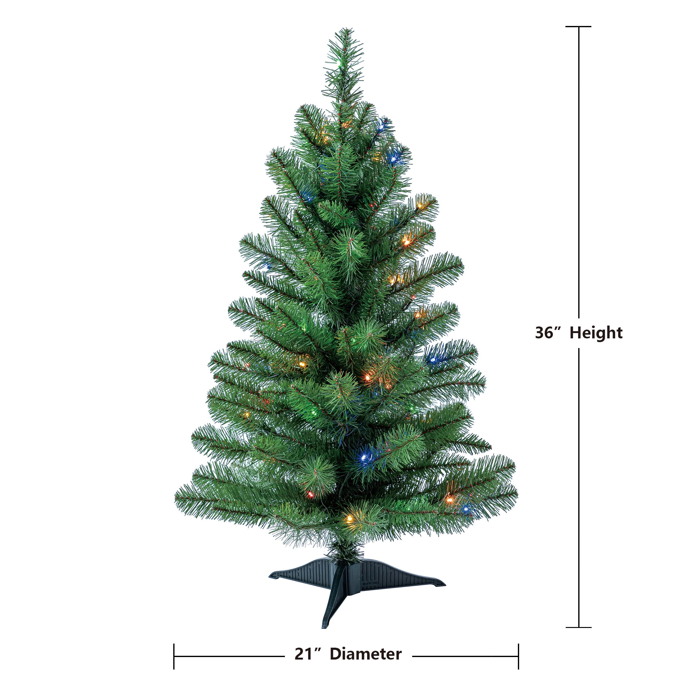 3' Pre-Lit Winston Pine Artificial Christmas Tree with Multicolor LED Lights, by Holiday Time
