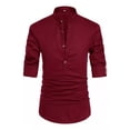 thumbnail image 1 of Camisa Cuello Mao Manta Hombre Casual Slim Fit Manga Larga, 1 of 4