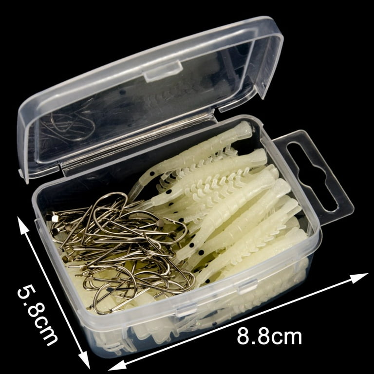 100Pcs/Set Fake Shrimp-Shaped Lure with Sharp Hook Soft Bionic Faux Bait for Outdoor Fishing, Beige