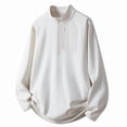thumbnail image 4 of Quarter Zip Pullover Men 1/4 Zip Softshell Golf Jacket Fleece Lined Wind Resistant Loose Sweatshirt Zipper Pockets Spring Fall Big & Tall Size M-4XL Beige, 4 of 6