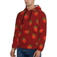 thumbnail image 3 of Pofeuu Strawberry Print Mens Casual Hooded Collar Drawstring Hoodies Pullover Sweatshirts Casual Long Sleeve Shirts-Small, 3 of 7