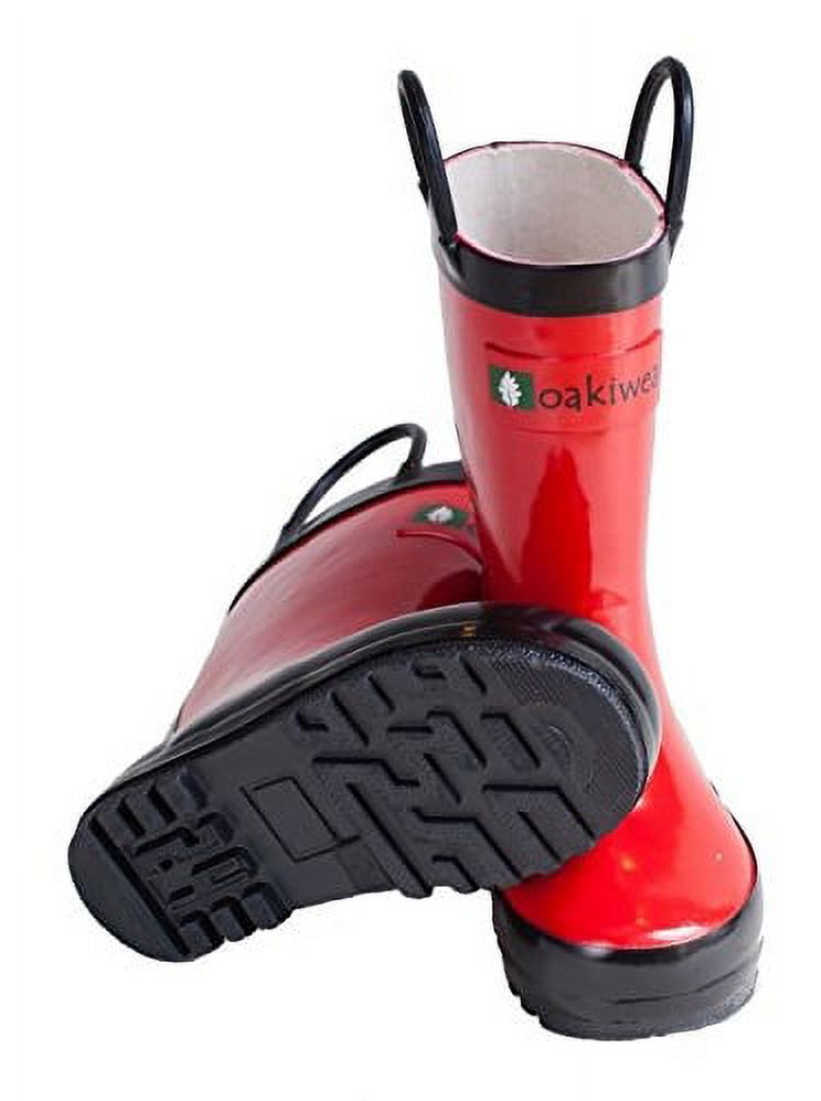 Oakiwear Kids Rain Boots For Boys Girls Toddlers Children, Fiery Red