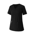 thumbnail image 4 of FrzhBrz Stretch Scrub Sets for Women V Neck Breathable Short Sleeve Top & Pants Nursing Modern Pocket Medical Scrubs Uniforms, 4 of 5