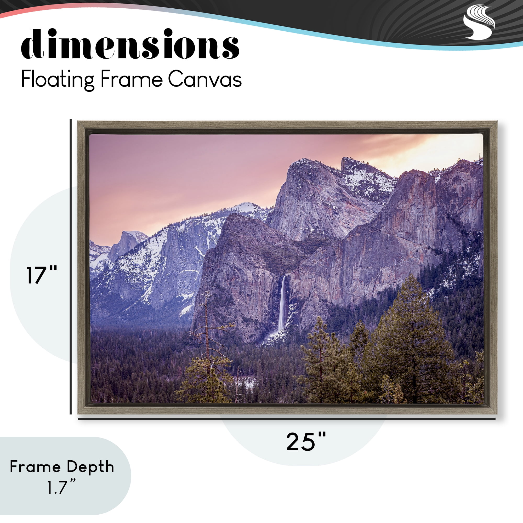 Stupell Industries Majestic Mountain Waterfall Sunset Brown Framed Floater Canvas Wall Art, design by Shelley Carlisle