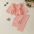 thumbnail image 2 of Xyant Baby Girl Clothes Toddler Girl Fall Winter Outfits Ruffle Long Sleeve T Shirts Top Pants Toddler Baby Clothing (Pink,6-9 Months), 2 of 6