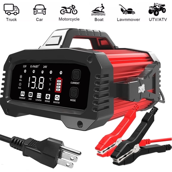 25A Battery Charger, 12V/24V All in One Lifepo4 Lead Acid Car Battery Charger