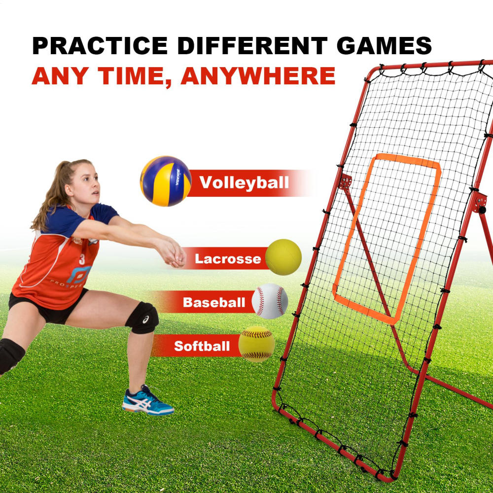 Portable Volleyball Rebounder Net - 5 Angle Adjustable for Solo Practice & Training