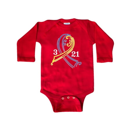 

Inktastic Down Syndrome Ribbon 3 21 Gift Baby Boy or Baby Girl Long Sleeve Bodysuit