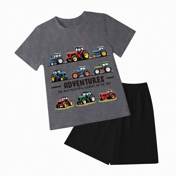 Baby Boy Outfits Toddler Boys Clothes Sets Kids Summer Round Neck Print Short Sleeve Running Suit 0 6 12 18 24 Months 2T 3T Clothing Tracksuit T-shirt Tops Shorts School Wear 2-Piece