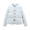 thumbnail image 4 of Xdegoge Cropped Puffer Jacket Women Quilted Padded Heavy Cute Winter Coats Thick Button Up Crew Neck Warm Short Jackets Casual Thermal Down Coat Outerwear Chaquetas De Invierno Para Mujer, 4 of 5