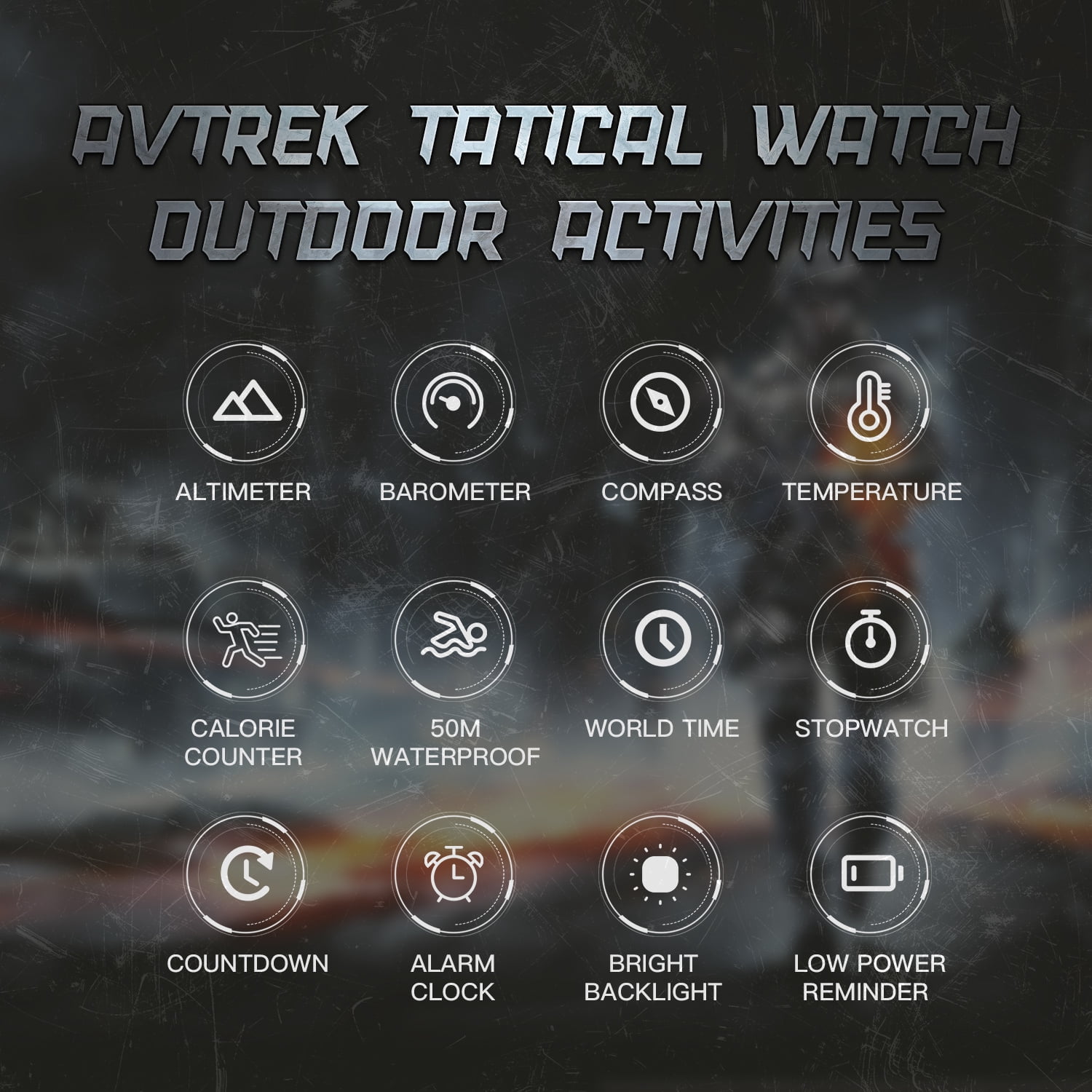 AVTREK Mens Outdoor Sport Tactical Survival Watches Hiking Digital Wrist Watch Smart Swimming Military Army Altimeter Barometer Compass Watches
