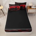thumbnail image 4 of Castle Fairy Neon Sports Car Zipper Twin Comforter Sets with Fitted Sheet and 2 Pillowcases,Light Trail Race Zipper Bedding Set,Red Black,4-Piece,Black Reversible, 4 of 6