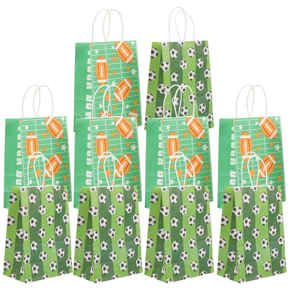 Raindrops Sturdy Green Kraft Paper Gift Bags with Handles for Packing Sports Balls and Snacks 10pcs Medium