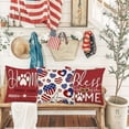 thumbnail image 4 of Bless Our Home Dog Paw Throw Pillow Case America Flag Love Heart 4th of July Patriotic Pillow Covers Independence Memorial Day Square Cushion Cover for Sofa Bedroom 20x20 Inch Set of 4, 4 of 6