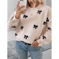 thumbnail image 5 of Women's Y2K Sweater Cozy Fall Sweaters Knit Crewneck Long Sleeve Drop Shoulder Pullovers Khaki M, 5 of 10