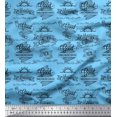thumbnail image 1 of Soimoi Blue Rayon Fabric Sun & Text Print Fabric by the Yard 56 Inch Wide, 1 of 5
