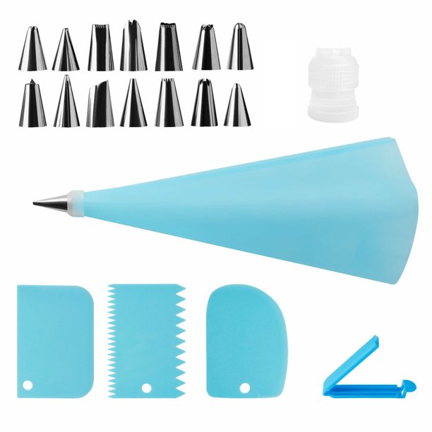 Matsuzay Juego de 20 piezas de glaseado para decoración de pasteles, bolsa de glaseado, espátula para alimentos, juego de boquillas para glaseado, Herramientas y accesorios para hornear Matsuzay HA001754-00