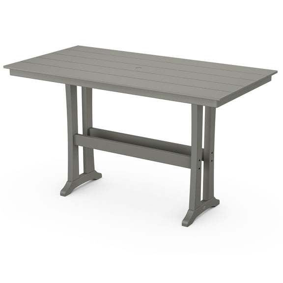 POLYWOOD Farmhouse Trestle 37" x 72" Bar Table in Slate Grey