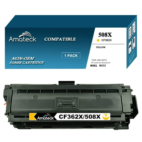 Amateck Compatible Toner Cartridge Replacement for HP CF362X 508X Yellow 1 Pack for Color Enterprise M533X, M552dn, M553dn, M553x, M577c, M577z, M577dn, M577f, M553xm, M577cm, M577dnm