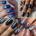 thumbnail image 2 of YTTAL Buy 2 Get 1 Free Earth & Star Press On Nails, Matte Black Short Square Fake Nails with 3D Earth Galaxy Design, Reusable Glue On Nails with Jelly Nails File, Stick On Nails for Women Daily Party, 2 of 11