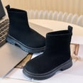 thumbnail image 7 of CYRBOKO Girls Ankle Boots, Casual Non-slip Winter Knitted Girls Riding Boots Black Size 12 (Little Kids), 7 of 7