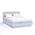 thumbnail image 6 of Contemporary Style White California King Size Bed 1pc Low Profile Platform Bedframe High Gloss LED Bedroom Furniture, 6 of 8