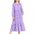 thumbnail image 2 of LJEFF Girls Long-Sleeve Tiered Maxi Dress, Star Prints Soft Pockets Design Spring Fall Girls' Casual Dresses Purple Size 8, 2 of 6