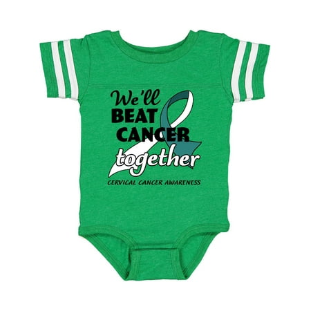 

Inktastic We ll Beat Cancer Together- Cervical Cancer Awareness Gift Baby Boy or Baby Girl Bodysuit