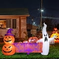 thumbnail image 2 of Wonder Garden 8FT Halloween Inflatables Outdoor Decoration - Halloween Blow Up Banner Yard Decorations Ghost Pumpkin Holding Happy Halloween Banner with Built-in Lights for Holiday Party Yard Garden, 2 of 5